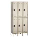 Safco Storage Lockers, Double-Tier, Bank Of 3, Tan