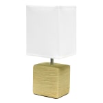 Simple Designs Petite Faux Stone Table Lamp, 11-13/16inH, Beige Base/White Shade