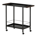 South Shore City Life 2-Shelf Metal Bar Cart With Wheels, 31-1/4inH x 34-1/2inW x 15-3/4inD, Black