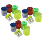 The Pencil Grip Eisen Pencil Sharpeners, 2 Hole, Assorted Colors, Pack Of 12