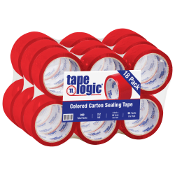 Tape Logic Carton-Sealing Tape, 3in Core, 2in x 55 Yd., Red, Pack Of 18