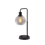 Adesso Simplee Barnett Globe Table Lamp with USB Port, 20-1/2inH, Clear Shade/Matte Black Base