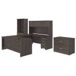 Bush Business Furniture Studio C 72inW x 36inD U Shaped Desk with Hutch, Bookcase and File Cabinets, Storm Gray, Standard Delivery