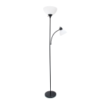 Creekwood Home Essentix 2-Light Mother Daughter Metal Floor Lamp, 71-1/2inH, White Shades/Black Base