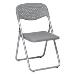 Office Star FC-Series Plastic Seat, Plastic Back Stacking Chair, 16 1/2in Seat Width, Gray Seat/Silver Frame, Quantity: 4