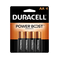 Duracell Coppertop AA Alkaline Batteries, Pack Of 4