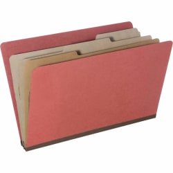 SKILCRAFT Pressboard Classification Folders, Legal Size, 8-Section, 30% Recycled, Earth Red, Pack of 10 (AbilityOne 7530-01-572-6205)