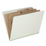 SKILCRAFT Pressboard Classification Folders, Letter Size, 8-Section, 30% Recycled, Pale Green, Pack of 10 (AbilityOne 7530-01-572-6207)