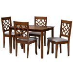 Baxton Studio Celina Dining Set, 29-5/16inH x 43-5/16inW x 27-9/16inD, Gray/Walnut