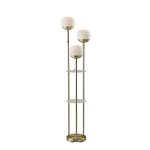 Adesso Bianca Shelf Floor Lamp, 63inH, Antique Brass/White Opal Glass