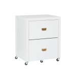 Linon Ari 22inW x 17inD Lateral 2-Drawer Mobile Home Office File Cabinet, White/Gold