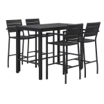 KFI Studios Eveleen 5-Piece Outdoor Patio Set, 33-13/16inH x 55inW x 32inD, Black