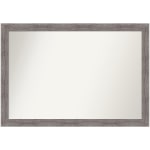 Amanti Art Narrow Non-Beveled Rectangle Framed Bathroom Wall Mirror, 27-1/2in x 39-1/2in, Pinstripe Plank Gray