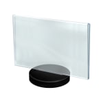 Azar Displays Acrylic Frames On Round Bases, Horizontal, 11in x 8 1/2in, Clear/Black, Pack Of 10