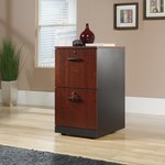 Sauder Via 19-1/2inD Vertical 2-Drawer Pedestal File Cabinet, Classic Cherry/Soft Black