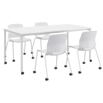 KFI Studios Dailey Table And 4 Chairs, With Caster, White