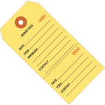 Partners Brand Consecutively Numbered Repair Tags, 6 1/4in x 3 1/8in, 100% Recycled, Yellow, Case Of 1,000