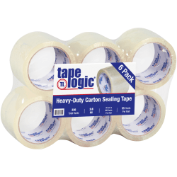 Tape Logic Acrylic Sealing Tape, 3in Core, 3in x 55 Yd., Clear, Pack Of 6