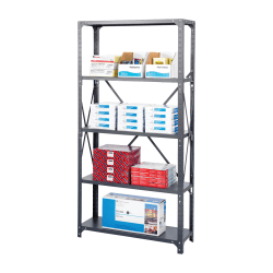 Safco Commercial Steel Shelf Pack, 75inH x 36inW x 18inD, 6 Shelves, Gray