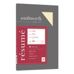 Southworth 100% Cotton Resume Paper, 8 1/2in x 11in, 24 Lb, 100% Recycled, Ivory, Pack Of 100