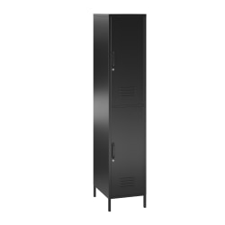 Ameriwood Home Systembuild Evolution Mission District 2-Door Metal Locker Storage Cabinet, 72-7/8inH x 15inW x 15-3/4inD, Black