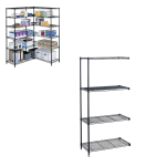 Safco Industrial Wire Shelving Add-On Unit, 36inW x 18inD, Black