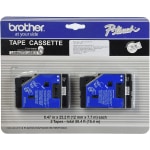 Brother TC-20 Black-On-White Tapes, 0.5in x 25ft, Pack Of 2