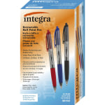 Integra Retractable Ballpoint Pens, Medium Point, 1.0 mm, Assorted Ink Colors, Pack Of 50 Pens