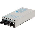 Omnitron miConverter 10/100 Ethernet Fiber Media Converter RJ45 ST Single-Mode 60km - 1 x 10/100BASE-TX, 1 x 100BASE-LX, US AC Powered, Lifetime Warranty