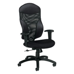 Office Star Big & Tall Bonded Leather/Air Grid Mesh Back High-Back Chair, Black