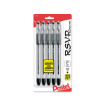 Pentel R.S.V.P. Ballpoint Pens, Fine Point, 0.7 mm, Clear Barrel, Black Ink, Pack Of 5