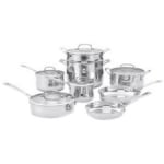 Cuisinart 44-13 Cookware Set - 1.5 quart Saucepan, 2.5 quart Saucepan, 3 quart Saucepan, 8 quart Stockpot, 4 quart Dutch Oven, 8in Diameter Skillet, 10in Diameter Skillet, Lid - Stainless Steel, Aluminum Base