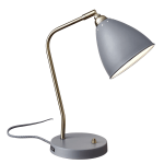 Adesso Chelsea Desk Lamp, 21inH, Gray Shade/Gray Base