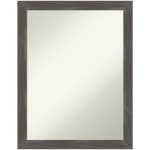 Amanti Art Non-Beveled Rectangle Wood-Framed Bathroom Wall Mirror, 27in x 21in, Woodridge Rustic Gray