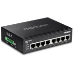 TRENDnet 8-Port Hardened Industrial Gigabit DIN-Rail Switch, 16 Gbps Switching Capacity, IP30 Rated Metal Housing (-40 to 167 ?F), DIN-Rail & Wall Mounts Included, Lifetime Protection, Black, TI-G80 - 8-port hardened Industrial Gigabit Switch