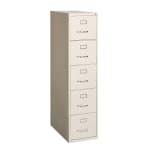 WorkPro 26-1/2inD Vertical 5-Drawer File Cabinet, Putty