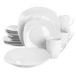 Gibson Home Classic Pearl 16-Piece Square Dinnerware Set, White