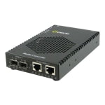 Perle S-1110DP-DSFP - Fiber media converter - GigE - 10Base-T, 100Base-TX, 1000Base-T, 1000Base-X, 100Base-X - SFP (mini-GBIC) / RJ-45