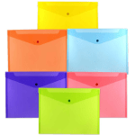 JAM Paper Plastic Letter Booklet Envelopes, 9-3/4in x 13in, Snap Closures, Assorted Colors, Pack Of 6 Envelopes