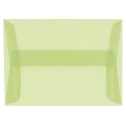 JAM Paper Translucent Envelopes, #4 Bar (A1), Gummed Seal, Leaf Green, Pack Of 25