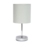 Creekwood Home Nauru Petite Metal Stick Table Lamp, 11-7/8inH, Slate Gray Shade/Chrome Base