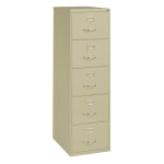 WorkPro 26-1/2inD Vertical 5-Drawer Legal-Size File Cabinet, Putty