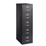 WorkPro 26-1/2inD Vertical 5-Drawer Legal-Size File Cabinet, Black