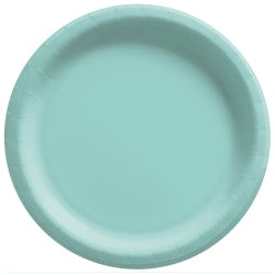 Amscan Round Paper Plates, Robin's Egg Blue, 10in, 50 Plates Per Pack, Case Of 2 Packs