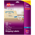 Avery Easy Peel Clear Full-Sheet Labels, 8665, Full Sheet, 8 1/2in x 11in, Box Of 25