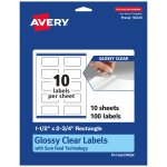 Avery Glossy Permanent Labels With Sure Feed, 94230-CGF10, Rectangle, 1-1/2in x 2-3/4in, Clear, Pack Of 100