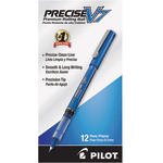 Pilot Precise V7 Liquid Ink Rollerball Pens, Fine Point, 0.7 mm, Blue Barrel, Blue Ink, Pack Of 12