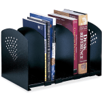 Safco 5 Section Adjustable Book Rack - 5 Divider(s) - 9.3in Height x 15.5in Width x 9in Depth - Desktop - Black - Steel - 1Each