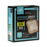 Medline Optifoam Gentle Silicone-Faced Foam & Border With Liquitrap Core Dressings, 4in x 4in, Natural, Case Of 100