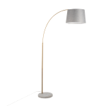 Lumisource March Floor Lamp, 74inH, Gray Shade/White Marble/Antique Brass Base